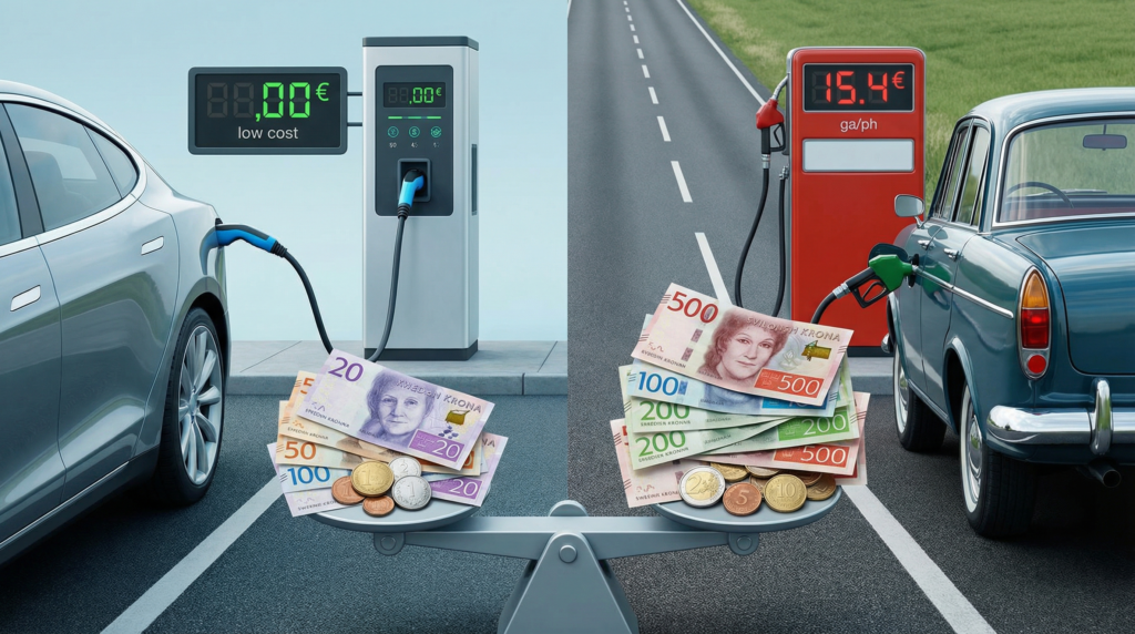 Elbil vs bensinbil, vad lönar sig ekonomiskt?